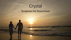  Presentation with sunset beach - Amazing theme having walking on beach at sunset backdrop and a coral colored foreground