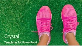  Presentation with fashion shoes - Presentation theme enhanced with walking on copy space banner background and a forest green colored foreground