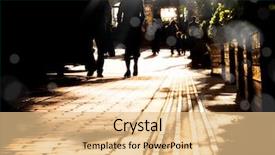  Presentation with people street - Cool new presentation theme with walking on street and sunbeam backdrop and a  colored foreground