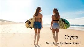  Presentation with friends - PPT layouts with walking on the beach background and a lemonade colored foreground