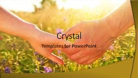  Presentation with meadow - Amazing theme having couple taking hands and walking on the meadow field with wild flowers over beautiful sunset outdoors love backdrop and a gold colored foreground