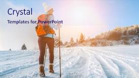  Presentation with sunny winter day the snow - Amazing theme having walking on the snowy trek backdrop and a sky blue colored foreground