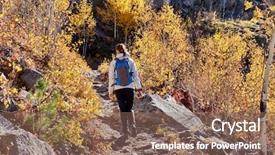  Presentation with walking trail - Cool new presentation theme with walking on trail in aspen backdrop and a violet colored foreground