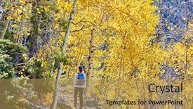  Presentation with walking trail - Theme with walking on trail in aspen background and a yellow colored foreground