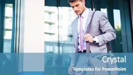  Presentation with outdoors - Slide deck featuring walking outdoors near office building background and a teal colored foreground