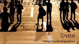  Presentation with elderly people walking difficulties - PPT layouts having walking people silhouette red sunset background and a gold colored foreground