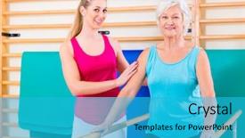  Presentation with rehab - PPT theme featuring walking rehab in with senior background and a  colored foreground