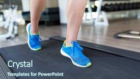  Presentation with running treadmill - Cool new PPT layouts with walking shoes - woman running on treadmill backdrop and a  colored foreground