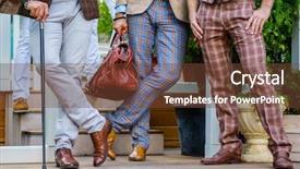  Presentation with leather bag - Beautiful slides featuring walking stick and leather backdrop and a tawny brown colored foreground