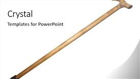  Presentation with cane - Colorful PPT theme enhanced with walking stick under thew white backdrop and a white colored foreground