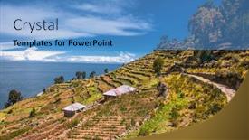  Presentation with america - Audience pleasing theme consisting of walking-stone-path-in-village backdrop and a teal colored foreground