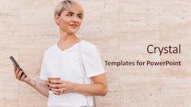  Presentation with cell wall - PPT theme with walking street - image of caucasian blond woman background and a  colored foreground