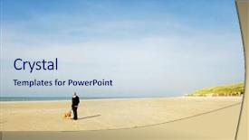  Presentation with lonely - Theme consisting of netherlands ameland - walking the dog background and a sky blue colored foreground