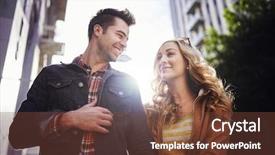  Presentation with downtown los angeles - Slides enhanced with walking through downtown los angeles background and a tawny brown colored foreground