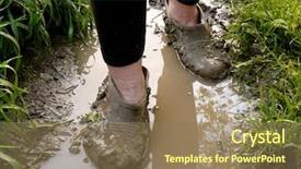  Presentation with rain - Slide set consisting of walking through the rain puddle background and a coral colored foreground