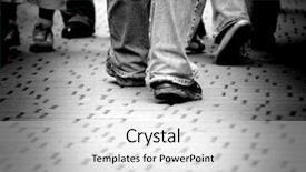  Presentation with crowd - Presentation theme enhanced with walking through the street crowd background and a light gray colored foreground