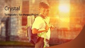  Presentation with school bus - Presentation design featuring walking to the school bus background and a gold colored foreground