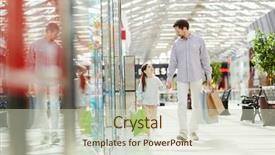  Presentation with walking together - Theme consisting of walking together in shopping center background and a soft green colored foreground