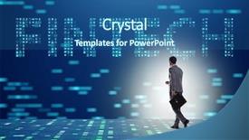  Presentation with fintech financial technology - Beautiful slide deck featuring walking towards financial technology fintech backdrop and a ocean colored foreground