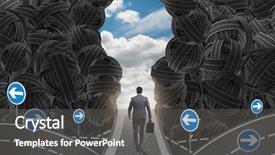  Presentation with goal - Beautiful slides featuring walking towards his ambition goal backdrop and a dark gray colored foreground