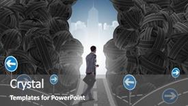  Presentation with goal - Cool new PPT theme with walking towards his ambition goal backdrop and a gray colored foreground