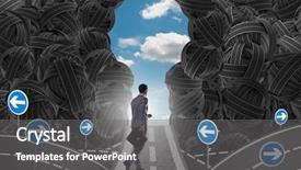  Presentation with goal - Cool new presentation theme with walking towards his ambition goal backdrop and a gray colored foreground