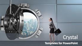  Presentation with vault - Cool new slide set with walking towards open vault door backdrop and a gray colored foreground