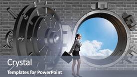  Presentation with open door - Cool new slide set with walking towards open vault door backdrop and a gray colored foreground