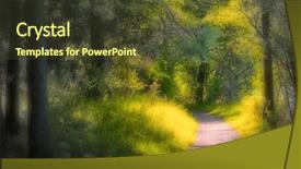  Presentation with walking trail - PPT theme enhanced with scenic walking trail in michigan state park background and a tawny brown colored foreground