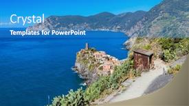  Presentation with walking trail - Slides consisting of walking-trail-path-near-vernazza background and a teal colored foreground
