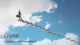  Presentation with walking - PPT layouts enhanced with walking up staircase representing success background and a light blue colored foreground