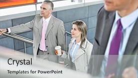  Presentation with walking trail - Presentation theme having walking up stairs in train background and a  colored foreground