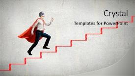  Presentation with walking young wild jaguar - Slide deck featuring walking up the stair case background and a light gray colored foreground