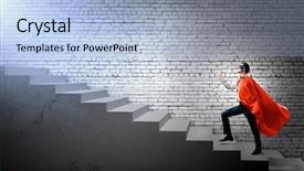  Presentation with superman - Slides with walking up the stair case background and a light blue colored foreground
