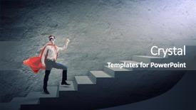  Presentation with superman - Colorful slide deck enhanced with walking up the stair case backdrop and a gray colored foreground
