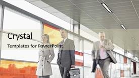  Presentation with colleague farewell - Cool new PPT theme with walking while male colleague running backdrop and a  colored foreground