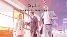  Presentation with farewell for colleague - Colorful PPT theme enhanced with walking while male colleague running backdrop and a  colored foreground