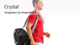 Presentation with bag - PPT theme having walking with a sport bag background and a white colored foreground