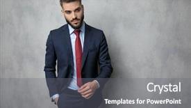  Presentation with cool - Audience pleasing slide deck consisting of walking with hand in pocket backdrop and a gray colored foreground