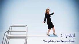  Presentation with classic - Audience pleasing presentation theme consisting of walking woman on classic springboard backdrop and a  colored foreground