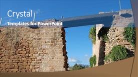  Presentation with medieval artsa - Cool new slide set with walkway-bridge-on-top backdrop and a teal colored foreground