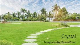  Presentation with safari park beautiful wildlife animal - Colorful PPT theme enhanced with walkway in a beautiful park backdrop and a yellow colored foreground