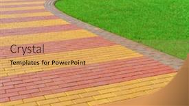  Presentation with paving - Slide set consisting of walkway-made-of-paving-slabs background and a coral colored foreground