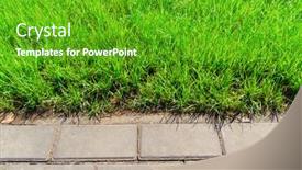  Presentation with paving - Presentation theme with walkway-made-of-paving-slabs background and a shamrock green colored foreground