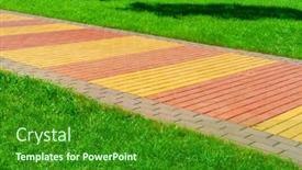  Presentation with paving - Amazing slide deck having walkway-made-of-paving-slabs backdrop and a forest green colored foreground