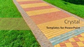  Presentation with paving - PPT layouts having walkway-made-of-paving-slabs background and a yellow colored foreground