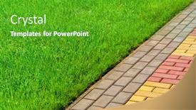  Presentation with paving - Beautiful theme featuring walkway-made-of-paving-slabs backdrop and a shamrock green colored foreground