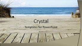  Presentation with scenery - Presentation featuring walkway ocean - boardwalk leading to beach scenery background and a light gray colored foreground