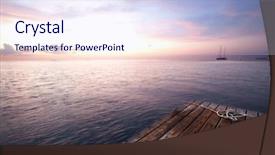  Presentation with beach - Presentation theme having walkway ocean - boardwalk on beach background and a sky blue colored foreground