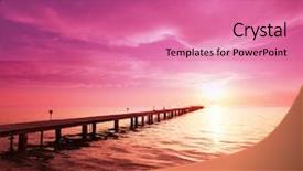  Presentation with southern beach grass - Audience pleasing PPT theme consisting of walkway ocean - boardwalk on beach backdrop and a coral colored foreground